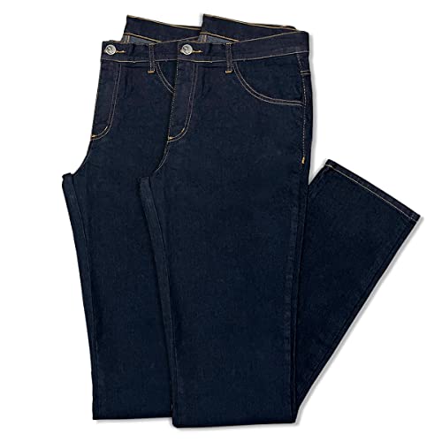 Kit 2 Calças Jeans Masculina Tradicional (44, Azul Escuro c/Azul Escuro)