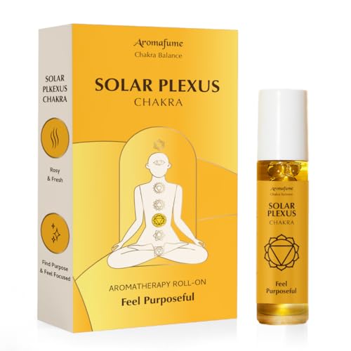 Solar Plexus Chakra Essential Oil Roll-On Blend by Aromafume | 10ml/0.33 fl oz | Manipura | Aromatherapy Oils for Chakra Balance | Lemongrass & Rosemary Extracts | Chakra Incense for Meditation, Yoga