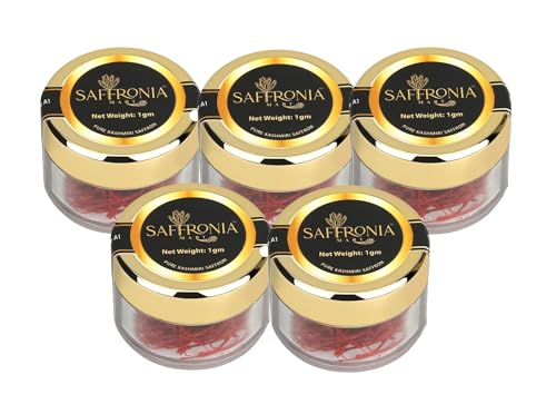 Image of Saffronia Mart Kashmiri Mongra Saffron | A++ Grade Kesar | Pure & Premium | Rich Aroma & Color | Perfect for Cooking & Beauty | Airtight Pack | FSSAI Certified | 1gm - pack of 5