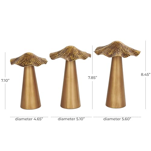 Set 3 Figuras Decorativas Metálicas de Hongos Bronce 8" miniatura 6