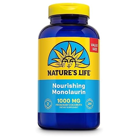 Nature's Life Monolaurin 1000 mg, Nourishing Monolaurin from Natural Raw Coconut, Immune Support Supplement, Gut Health, Balanced Gut Flora, 60-Day Guarantee, 125 Servings, 250 Vegetarian Capsules Cover