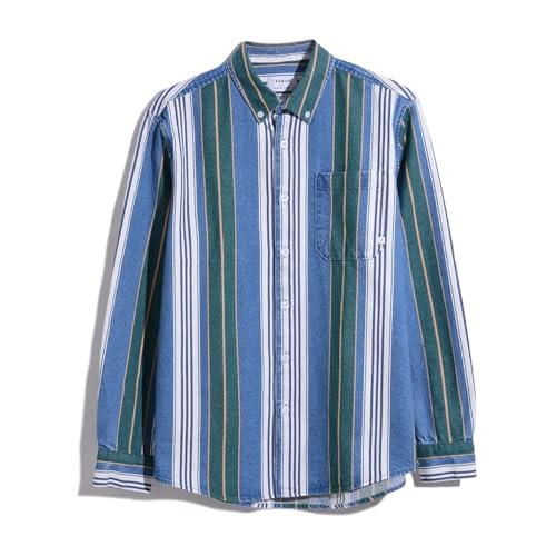 Chemise Farah Burghino LS Tribe vert océan foncé en coton durable