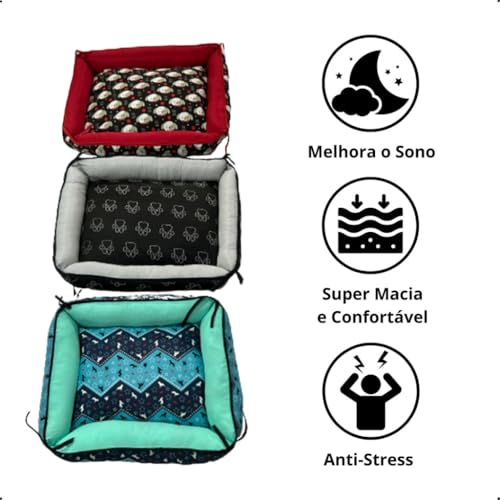 Caminha Pet Cama Lavável Premium Com Zíper Cachorro Gato Escolha a Cor (Azul,Grande Porte)