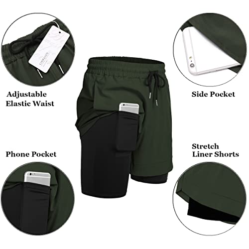 Coofandy Men's 2 Pack Workout Shorts Quick Dry 2 In 1 Running Shorts Gym Training Athletic Jogger With Phone Pocket #TOP3