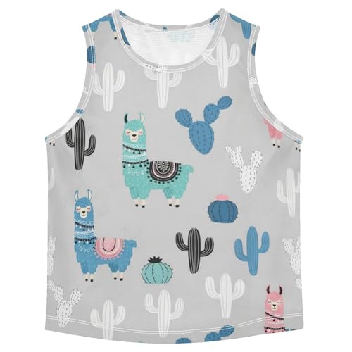 J JOYSAY Colorful Llama Cactus Boys Tank Top Sleeveless Muscle Shirts Quick Dry Workout Sport Active Kids T-Shirts 3-15T