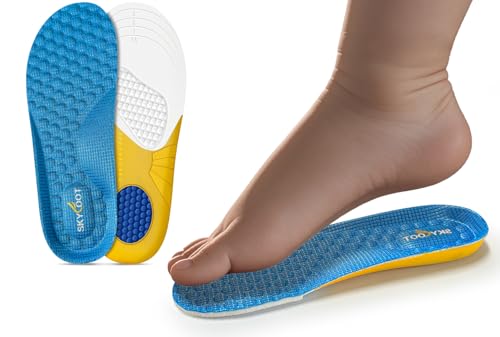 Image of Skyfoot Shoe Insoles for Kids Worn Down Inserts Replacement, Comfy, Breathable, Cut to Fit Sturdy Shoe Soles for Child Sneakers (Blue - 2 Pairs, Little Kids: 13-3)