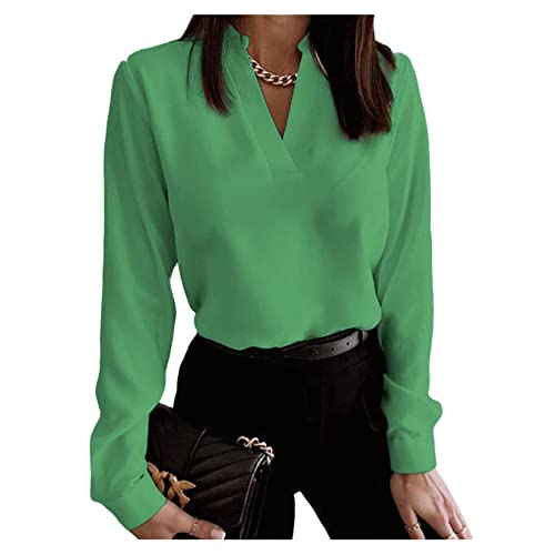 Mulher Feminina Manga Longa V Camisa Impressa Solta Top Topfits Tops Blouse