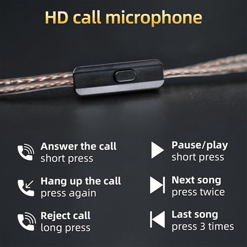 Image of KZ ZS10 Pro Cable with Mic Oxygen-Free Copper 2Pin 0.75mm IEM Cable KZ Earbuds Cable with 3.5mm Plug for KZ EDX Pro ZAS ASX ZSX TRN ST2 CS4 Earphones(C Pin,with Mic)