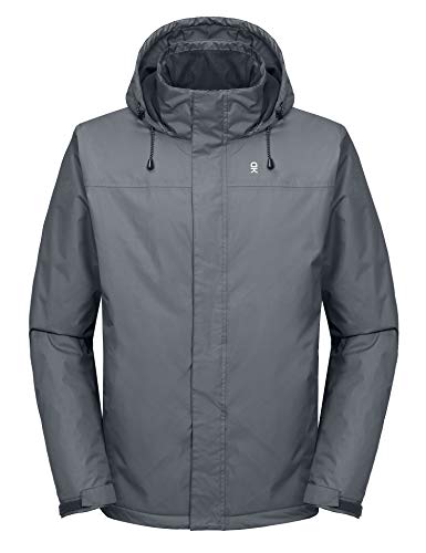 Little Donkey Andy Men's Waterproof Ski Jacket Warm Winter Snow Coat Mountain Windproof Hooded Rain Jacket Gray XL