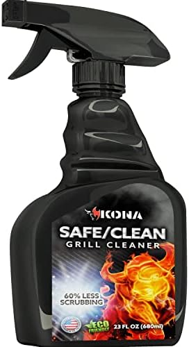 Kona Safe/Clean Grill Cleaner Spray - Now 40% More Cleaning Power, Heavy Duty No-Drip Gel, Eco-Friendly, Food Safe, BBQ Grate Degreaser, Biodegradable - 23oz