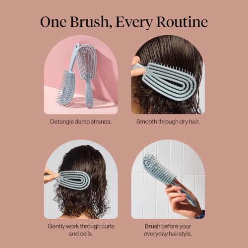 Kitsch Flexi Flow Detangler Brush, Hair Brushes For Women - Haze Blue | Detangling Brush for Women, Men & Kids, Detangling Brush for Curly Hair w/ Bendable Frame, Hair Brush for Wet or Dry Strands - image 6
