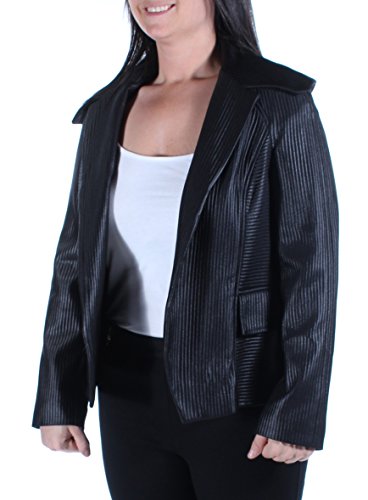 Anne Klein $139 1424 Black Blazer Ribbed Wear to Work Jacket Regular 14 B+B