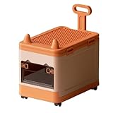 SOLLENTおもちゃ 収納 蓋付 レゴ用 コンテナ 収納ボックス 玩具収納おもちゃ収納ボックス 積み重ね可能 (31X50X47CM) 積み重ね 子供 整理整頓 プラスチックケース 子供部屋 リビング トイボックス (オレンジピンク)