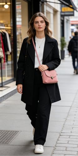 LaRechor Kleine Umhängetasche Damen mit Sicher Schloss, Vegan Leder Handtasche Mini Mädchen Teenager Frauen Tasche zum Umhängen (Pink)