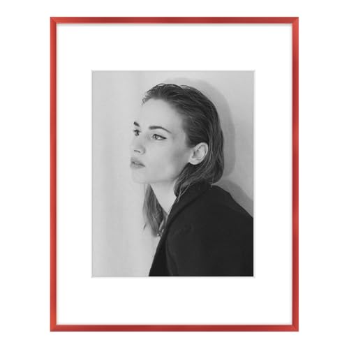 Golden State Art 11x14 Aluminum Picture Frame - Professional Gallery Wall Frame With 8x10 Mat Scratch-Resistant Glass & Sawtooth Hanger for Photos Artwork & Prints - Elegant Red - 1 Pack