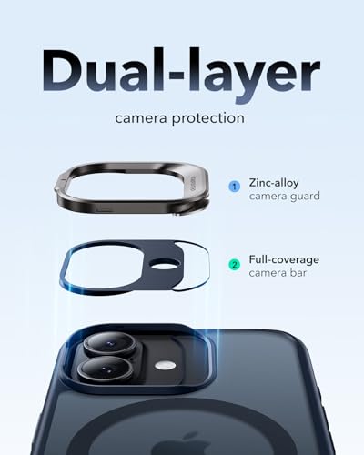 Image of ESR for iPhone 17 Case with Stash Stand, Camera Control Cover Compatible with MagSafe, Military-Grade Drop Protection Magnetic Phone Case, Scratch-Resistant Back Cover,Frosted Blue