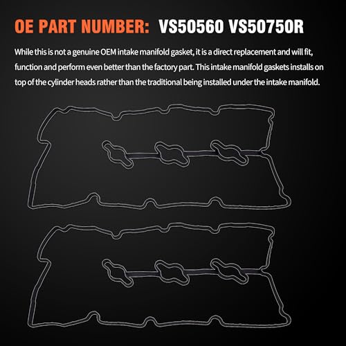 Image of HiSport Engine Valve Cover Gasket - Replace VS50560 VS50750R | Compatible with Hyundai Azera Entourage Santa Fe Sonata Veracruz Compatible with Kia Amanti Sorento 3.3L 3.8L 2006-2011