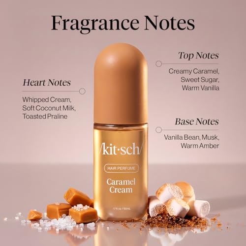Image of Kitsch Hair Perfume for Women - Caramel Cream | Clean, Deodorizing & Patented Odor-Eliminating Technology Hair Spray & Body Mist - Freshen Hair & Body- Creamy Caramel & Whipped Vanilla Scent - 50mL
