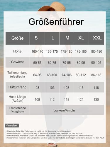 HAPYWER Leinenhose Damen Weites Bein Sommerhose Leichte Freizeithose Lang Stoffhose High Waist mit Gummizug Palazzo Strandhose mit Taschen(Schwarz,L)