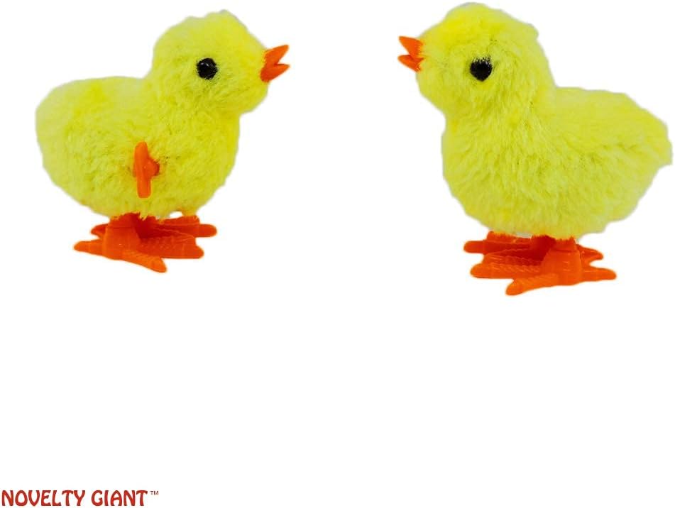 NOVELTY GIANT WWW.NOVELTYGIANT.COM Wind Up Hopping Chicken Easter Egg Baby Chick 2 Pk (Yellow)