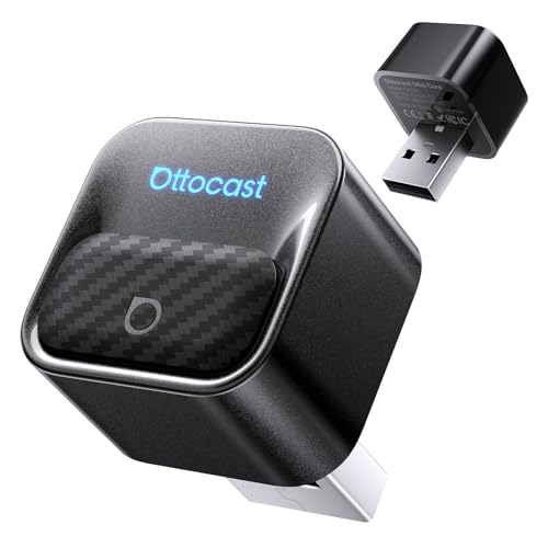 2026 Upgrade Ottocast Mini Core Wireless CarPlay Adapter Wired to Wireless CarPlay & Android Auto WiFi 6 & Bluetooth 5.4 Plug & Play USB Adapter for Cars with Factory Wired System
