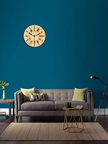 Image of Kartik Abstract Themed Wood Wall Clock (Beige, 11 x 11 inch)