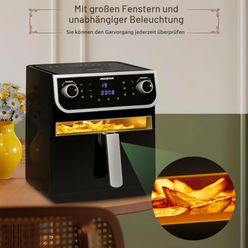Aigostar - Ölfreie Luftfritteuse, Sichtfenster, Kapazität XL 8L, 1700 W, großer LED-Touchscreen, 12 voreingestellte Funktionen + Handbuch… – Ansicht 5