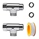 Sxutop 2 Stück 3 Wege Verbindungsventil, 1/2 Adapter T Stück Wasseranschluss 3 Wege Umschaltventil G1/2 Zoll Abzweigverteiler T-Stück Verteiler für Eckventile, mit Dichtungsringe und Dichtungsband