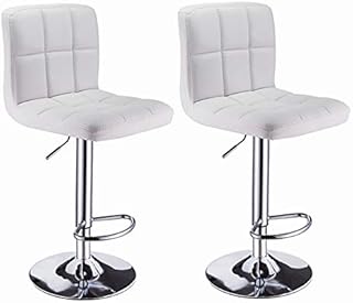 Bar Stools, Height Adjustable Cuban Bar Chairs Synthetic Leather 360° Swivel Kitchen Stool with Backrest and Footrest for Breakfast Bar, Counter, Kitchen and Home Barstools (Black, Pair)
