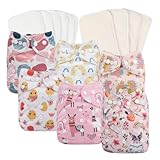Babygoal Baby Adjustable Reuseable Pocket Cloth Diapers, Girl color, 6pcs + 6 Inserts 6FG25