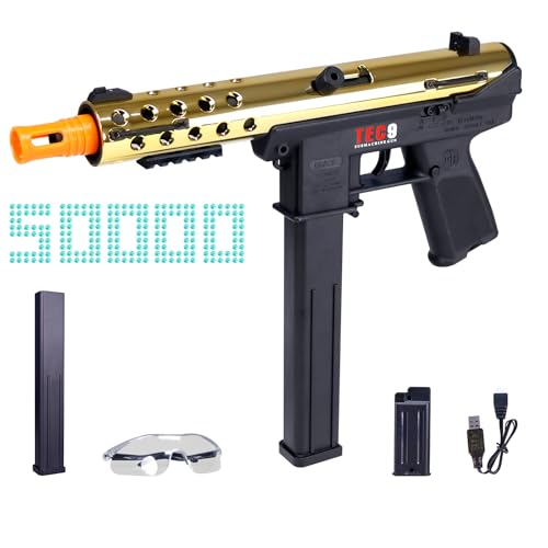 Gel Ball Blaster Automatic & Semi Auto with High Speed Magazine, Gel Splatter Blaster 160+ FPS, Removable Battery, Splatter Ball Blaster Outdoor Battle Toy Product for Ages 14+, Gold