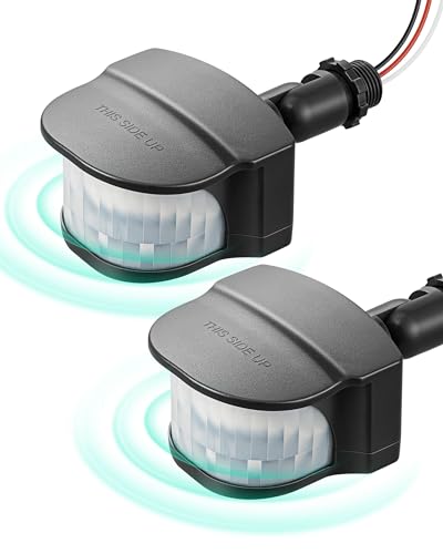 EDISHINE - EDISHINE Dusk to Dawn Motion Sensor with 240° Detection Range & 60FT Detection Distance, 120V AC, Outdoor Motion Sensor, Replacement Motion Sensor for Garage, Yard, Driveway, Porch, Black, 2 Pack - -20%
