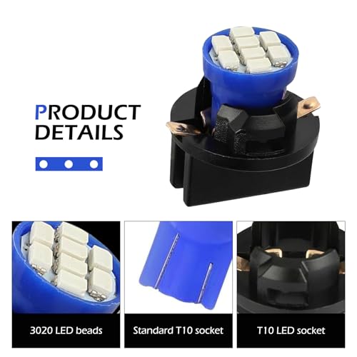 10 piezas lámparas LED T10 194 168 azules para tablero miniatura 3