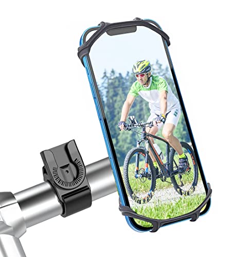 Zoeley Soporte de teléfono móvil para bicicleta, universal, desmontable, giratorio 360°, silicona, antivibración, ajustable, para todos los smartphones de 4,5 a 7 pulgadas