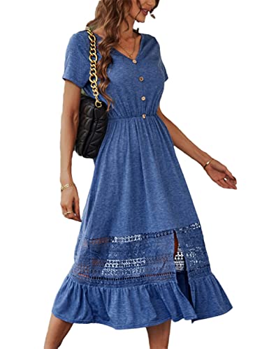 Robe midi évasée col en V pour masquer les complexes et rester élégante en XL