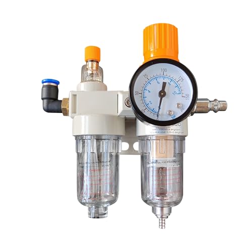 Image of Tire Changer Air Pressor Oil Water Regulator Separator with Pressure Gauge, Filter Lubricator, Oil Air Separator, Trap Filter, Max. 145psi, with Connectors