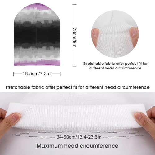 Asexual Pride Flag LGBTQ Kids Beanie Hat for for Girls Boys Children Cap Winter Knitted Chemo Cancer Headwear Accessories Gifts Decoration Black2