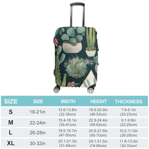 Succulent Plants And Green Luggage Cover, Washable Elastic Suitcase Cover Protector Fit 18-32 Inch Luggage2