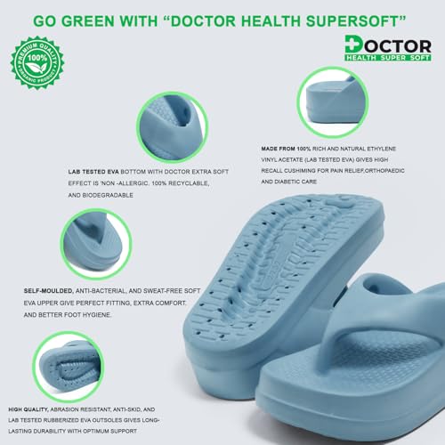 Image of DOCTOR HEALTH SUPER SOFT Women's Thick Sole EVA Flip Flops | Soft Cushioned Cloud Comfort Slippers | Lightweight Anti-Slip Open Toe Casual Sandals for Indoor Outdoor Everyday Wear