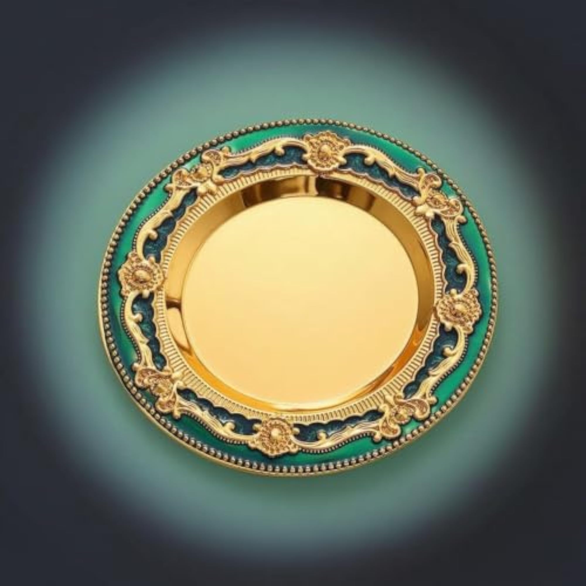 Baroque-Style Round Tray, Vintage Gold Design