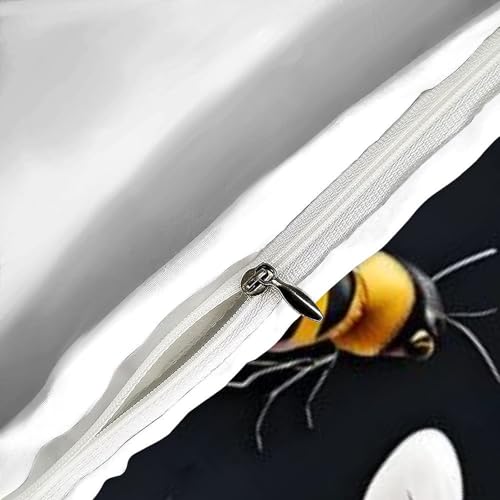 Housse de couette single fleur d'abeille microfibres animaux 135x200