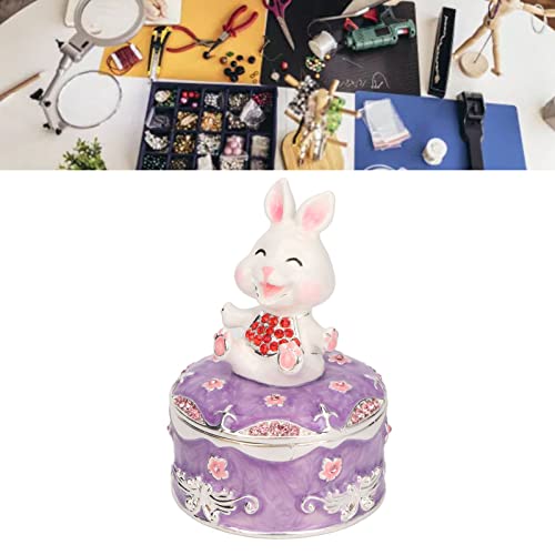 Mxzzand Rabbit Figurine Trinket Boxes, Purple Exquisite Zinc Alloy Jewelry Box For Living Room #TOP2
