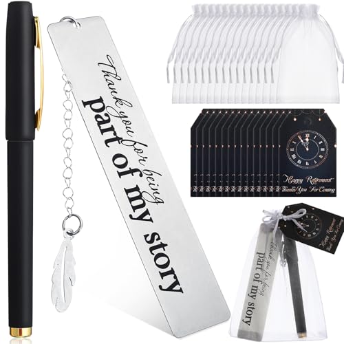 Skyygemm 16 Set Retirement Gifts Favors for Guests Retirement Bookmarks with Thank You Cards and Organza Bags Party Gift Set for Guests Souvenirs