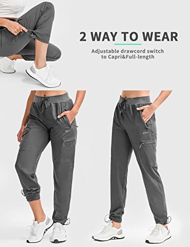 Bvvu Women's Cargo Joggers Lightweight Quick Dry Hiking Pants Outdoor Waterproof Athletic Workout Pants With Zipper Pockets Grey #TOP3