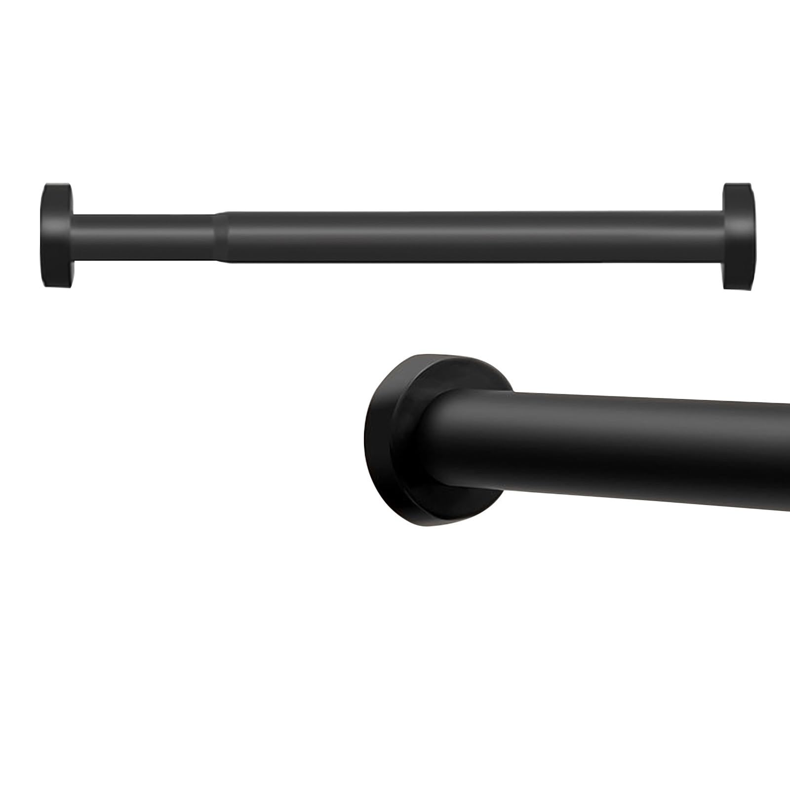 GLDYTVF Adjustable No-Drill Curtain Rod 50-280cm Heavy-Duty Telescopic Shower Curtain Rod for Kitchen Bathroom Bedroom (Black 150-280cm/4.9-9.1ft)