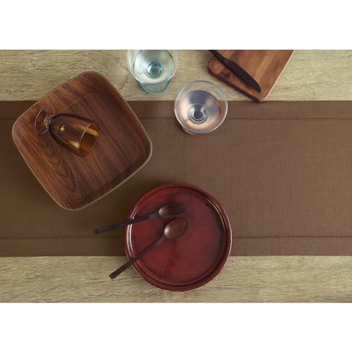 image for Solino Home Linen Brown Table Runner 90 Inches Long - 100% Pure Linen 
