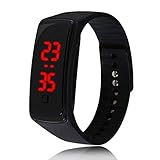 correa de reloj de silicona de doble negro proporciona un confortable experiencia de uso; pantalla digital llevado clara delicada asegura fácilmente hora y la fecha de lectura; botón de configuración sencilla garantiza un funcionamiento sencillo.
