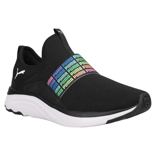 PUMA PUMA Softride Shoes Soft Sophia Slip On Sneaker, Black White, 11 US Unisex Little Kid