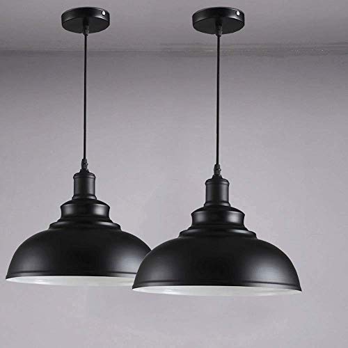 PETITES ECREVISSES 2 pack Suspension Vintage Lustre Abat-jour Noir , Industriel Luminaire en Métal 29cm E27 éclairage Lampe de Plafond