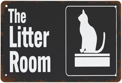 Retro Metal Tin Sign - The Litter Room, Funny Cat Office Sign for Pet & Pet Parents - Vintage Wall Decor for Home, Cafes, Office, Store, Pubs, Club - Metal Poster - 5.5x8 Inch